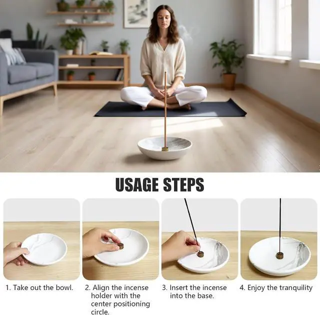 Alt view image 5 of 7 - Incense Holder for Sticks Insence Bowl Round Minimalist Resin Plate 6.2