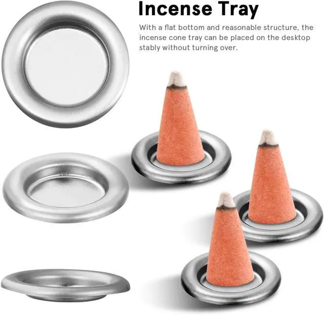 Alt view image 3 of 7 - 50pcs Tower Incense Tray Incense Holder Incense Cone Tray Decor Decorative Incense Burner Incense Cones Holder Metal Incense Cone Tray Incense Burner Adornment Aluminum Alloy