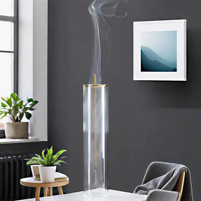 Alt view image 3 of 7 - Glass Incense Holder,Incense Burner for Sticks with Ash Catcher,Incense Stick Burner for Meditation and Yoga Room (Golden Leaf)