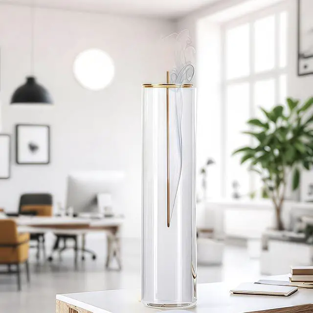 Alt view image 6 of 7 - Glass Incense Holder,Incense Burner for Sticks with Ash Catcher,Incense Stick Burner for Meditation and Yoga Room (Golden Leaf)