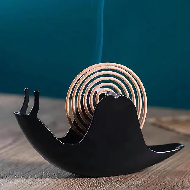 Alt view image 2 of 7 - Accddio Incense Holder,Mosquito Coil Holder,Snail Incense Burner Holder,Mosquito Coil Burner of Iron Material for Table Decorations or Gifts (Black)
