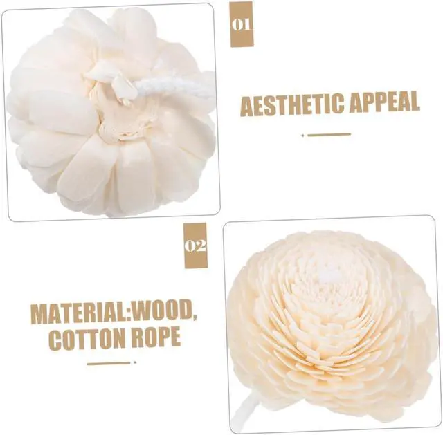 Alt view image 7 of 7 - NOLITOY Diffuser Mixed Sola Flowers, Natural Material Cotton Reed Wood Flowers Decorative Refill Wood Diffuser with Rope