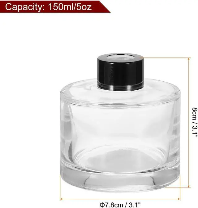 Alt view image 2 of 6 - HARFINGTON 150ml/5oz Empty Glass Diffuser Bottle 3.1" x 3.1" Refillable Fragrance Accessories Aromatherapy Jar Container for Replacement Reed Diffuser DIY Home Bathroom Transparent