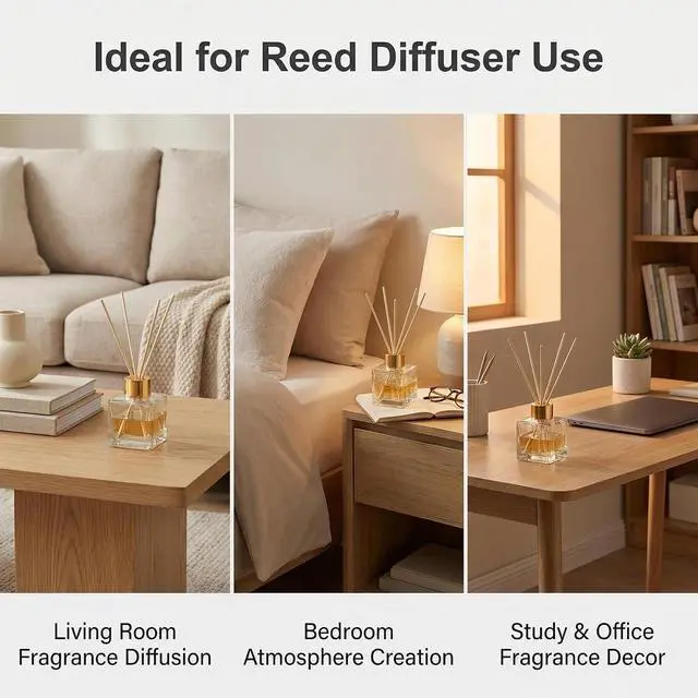 Alt view image 6 of 7 - 2Pcs 50ml/1.7oz Empty Refillable Clear Square Glass Diffuser Bottle with Gold Cap Room Fragrance Diffuser Decorative Essential Oil Jars Containers for Home Office Desk Decor