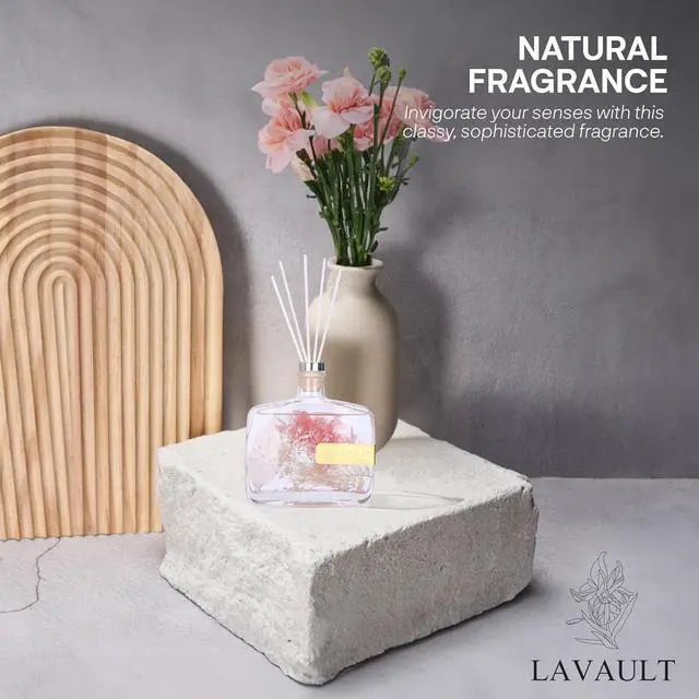 Alt view image 4 of 7 - Lavault Reed Diffusers for Home - Greenwhite Ornaments - 100% Natural Materials - Long-Lasting Fragrance - Relaxing Atmosphere, Easy-to-Use & Eco-Friendly, Reusable Glass Bottle Empty Spirit Aroma