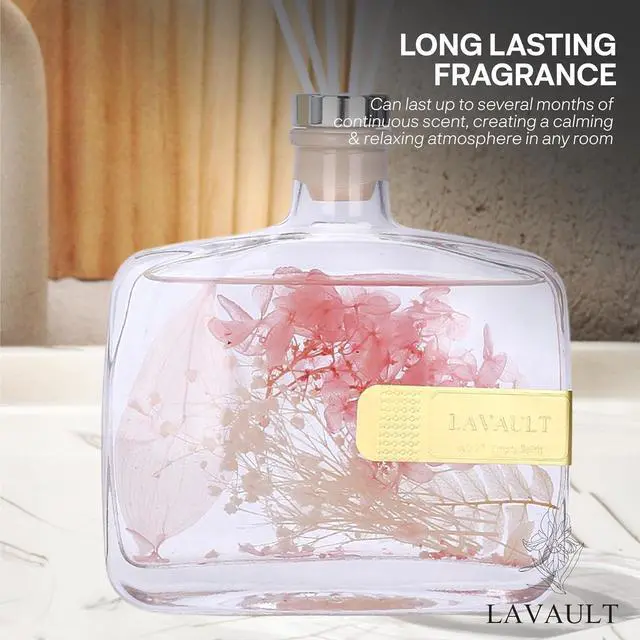Alt view image 6 of 7 - Lavault Reed Diffusers for Home - Greenwhite Ornaments - 100% Natural Materials - Long-Lasting Fragrance - Relaxing Atmosphere, Easy-to-Use & Eco-Friendly, Reusable Glass Bottle Empty Spirit Aroma