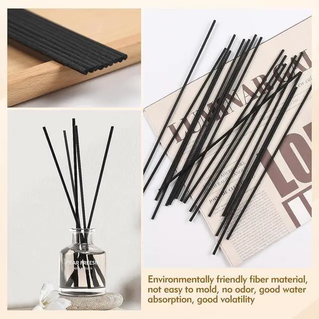 Alt view image 3 of 7 - 120 Pcs Reed Diffuser Sticks, 7.87 Inch Black Fibre Diffuser Sticks, Thick Reeds for Diffuser, Essential Oil Diffuser Sticks Refill for Aroma Fragrance Home Office Spa