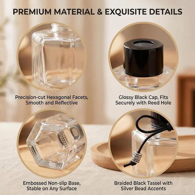 Alt view image 4 of 7 - 1Pcs 150ml 5 fl oz Empty Refillable Clear Glass Diffuser Bottle Aromatherapy Diffuser Jar Container Fragrance Accessories Use for DIY Replacement Reed Diffuser Sets Essential Oils Craft Decor