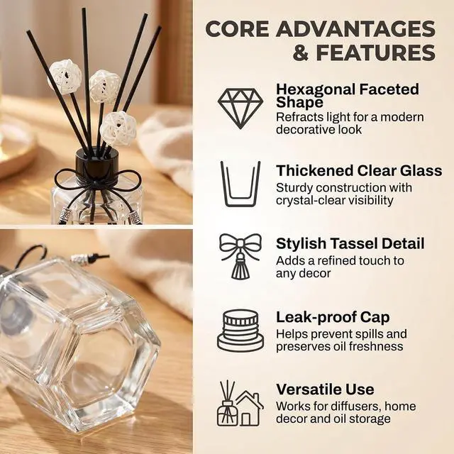 Alt view image 5 of 7 - 1Pcs 150ml 5 fl oz Empty Refillable Clear Glass Diffuser Bottle Aromatherapy Diffuser Jar Container Fragrance Accessories Use for DIY Replacement Reed Diffuser Sets Essential Oils Craft Decor