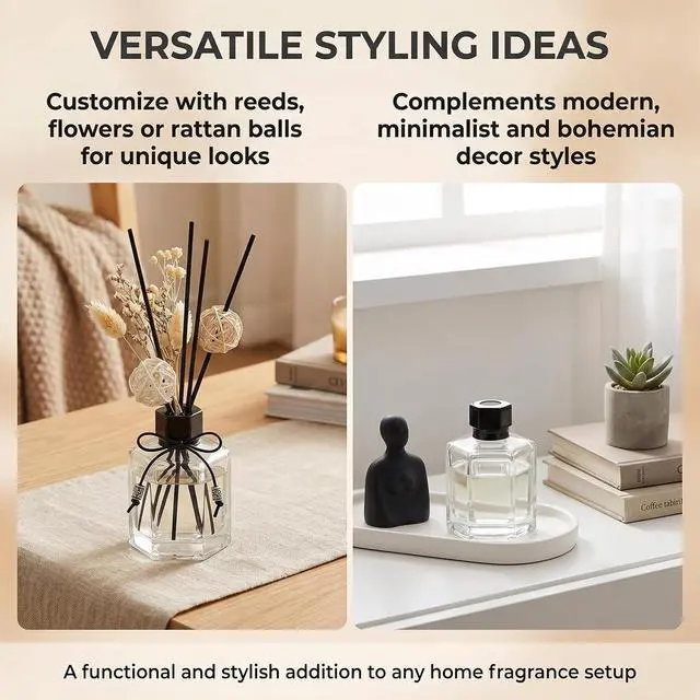 Alt view image 6 of 7 - 1Pcs 150ml 5 fl oz Empty Refillable Clear Glass Diffuser Bottle Aromatherapy Diffuser Jar Container Fragrance Accessories Use for DIY Replacement Reed Diffuser Sets Essential Oils Craft Decor