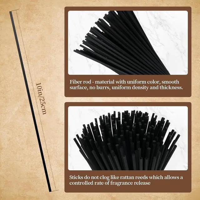 Alt view image 2 of 4 - Extra-Thick 4mm/0.16x 25cm/9.84in Black Reed Diffuser Sticks 50pcs