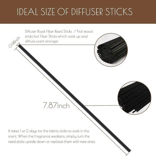 Alt view image 2 of 7 - HOSSIAN Reed Diffuser Sticks,-Diffuser Sticks-Reed Diffuser- Reed Sticks Aroma Diffuser Sticks for Aroma Fragrance(Black Fibre 7.87inch*3.5mm 100PCS)