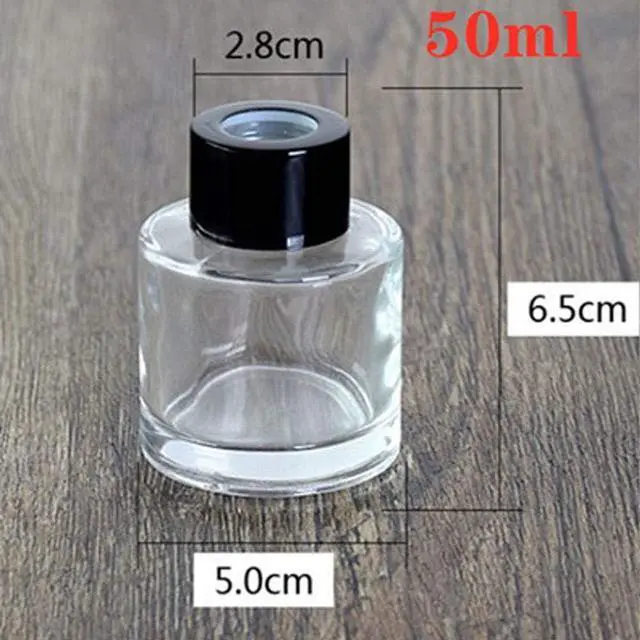 Alt view image 4 of 4 - Teensery 2 Pcs 50ML Glass Diffuser Bottles Empty Refillable Fragrance Diffuser Jars Essential Oils Containers with Black Cap for DIY Replacement Reed Diffuser Gift Sets