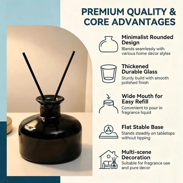 Alt view image 7 of 7 - ericotry 1Pcs 200ml/6.7oz Empty Refillable Glass Diffuser Bottles Aromatherapy Jar Container Fragrance Accessories Use for DIY Replacement Diffuser Sticks Sets Essential Oils Crafts Decor