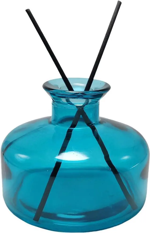 Main image of 200ml/6.7oz Empty Blue Round Glass Diffuser Bottle Refillable Scented Oil Diffuser Containers Fragrance Accessories Use for DIY Bedroom Bathroom Home Decor