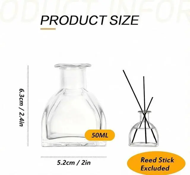 Alt view image 2 of 4 - 50ml/1.69 Fl Oz Square Glass Diffuser Bottles, DIY Replacement Reed Diffuser Jars, Fragrance Accessories for Diffuser Sets