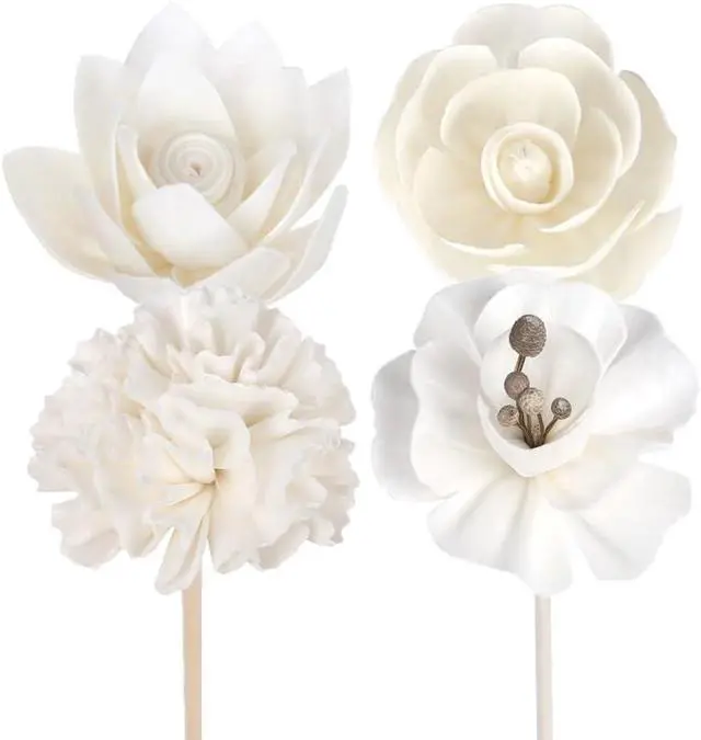 Main image of Leadigol 4PCS Reed Diffuser Flower Set, Diffuser Mixed Flowers, Natural Material Aromatherapy Reed Wood Flowers, Mixed White Flower Set Replacement for Home Fragrance