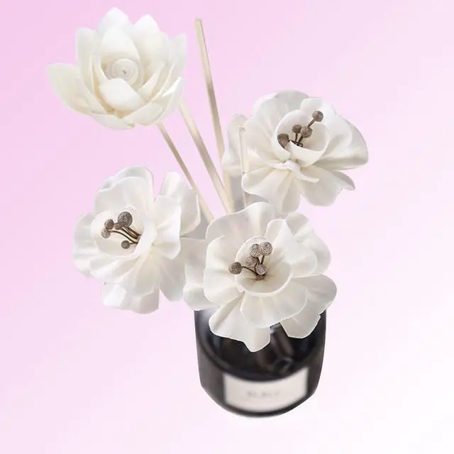 Alt view image 2 of 4 - Leadigol 4PCS Reed Diffuser Flower Set, Diffuser Mixed Flowers, Natural Material Aromatherapy Reed Wood Flowers, Mixed White Flower Set Replacement for Home Fragrance
