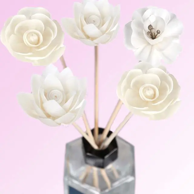 Alt view image 3 of 4 - Leadigol 4PCS Reed Diffuser Flower Set, Diffuser Mixed Flowers, Natural Material Aromatherapy Reed Wood Flowers, Mixed White Flower Set Replacement for Home Fragrance