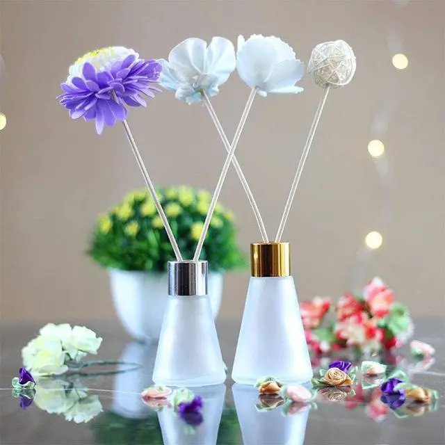 Alt view image 3 of 4 - Teensery 2 Pcs Empty Frosted Glass Diffuser Bottles Refillable Fragrance Diffuser Jars Essential Oils Containers with Silver Cap for DIY Replacement Reed Diffuser Gift Sets (30ML)