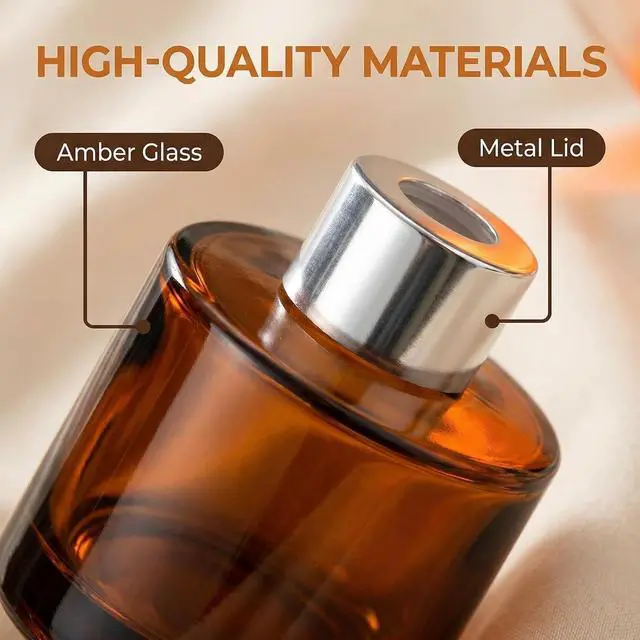 Alt view image 3 of 7 - 2 PCS 50ml/1.7oz Empty Aromatherapy Diffuser Bottles Amber Essential Oils Containers DIY Fragrance Accessories Diffuser Craft Projects for Wedding Party Home Fragrance Bathroom Decoration