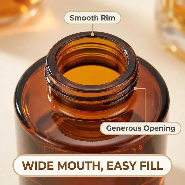 Alt view image 7 of 7 - 2 PCS 50ml/1.7oz Empty Aromatherapy Diffuser Bottles Amber Essential Oils Containers DIY Fragrance Accessories Diffuser Craft Projects for Wedding Party Home Fragrance Bathroom Decoration