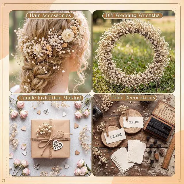 Alt view image 6 of 7 - Fumete 50 Pcs Mini Dried Baby Breath Flowers Dried Flowers for Wedding
