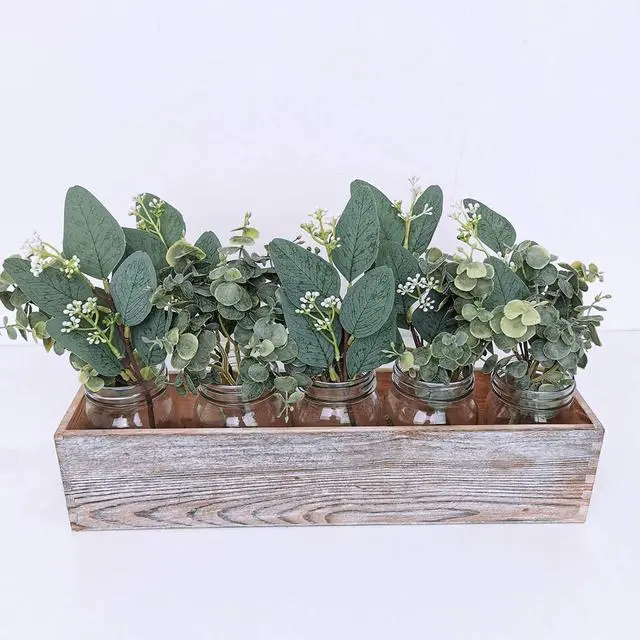 Alt view image 3 of 7 - Mixed Eucalyptus Leaves Stems Bulk Artificial Eucalyptus Leaves Sprays Faux Oval Eucalyptus Leaves with White Seeds Stems for Floral Wreath Garland Bouquets Arrangement Wedding Greenery Decoration