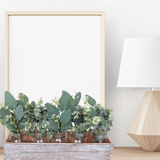 Alt view image 5 of 7 - Mixed Eucalyptus Leaves Stems Bulk Artificial Eucalyptus Leaves Sprays Faux Oval Eucalyptus Leaves with White Seeds Stems for Floral Wreath Garland Bouquets Arrangement Wedding Greenery Decoration