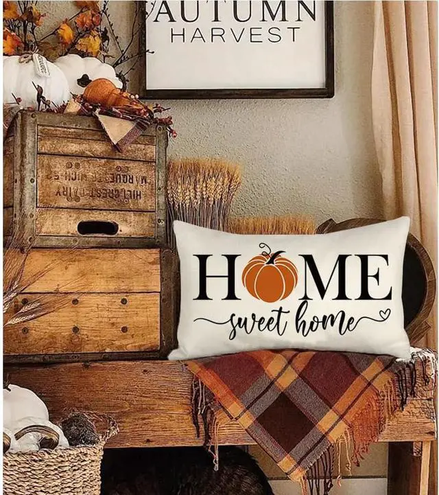Alt view image 4 of 6 - Fall Pillows Covers 12x20 Inch,Outdoor Pumpkin Thanksgiving Lumbar Beige