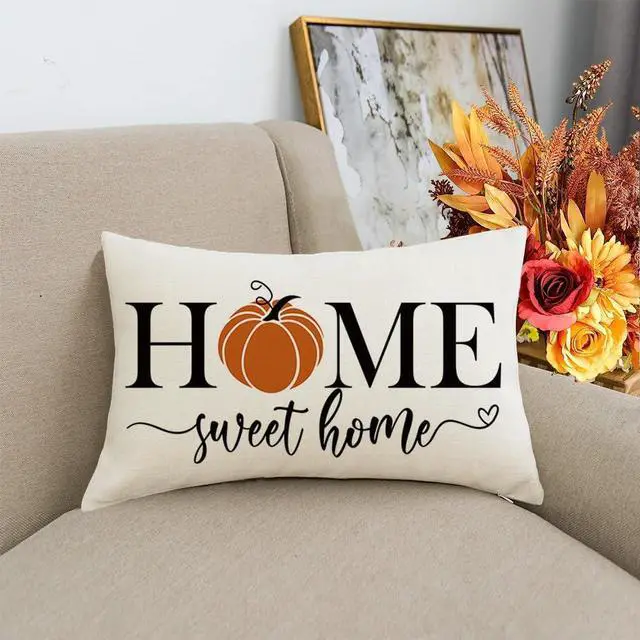 Alt view image 5 of 6 - Fall Pillows Covers 12x20 Inch,Outdoor Pumpkin Thanksgiving Lumbar Beige