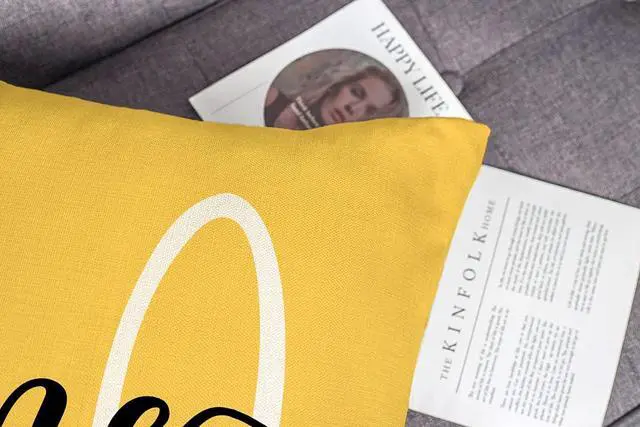 Alt view image 2 of 6 - 4TH Emotion Hello Sunshine Pillow Cover Farmhouse Yellow Lumbar Pillow Cover Spring Summer Decorations Cushion Case for Sofa Couch Polyester Linen 12x20 Inches