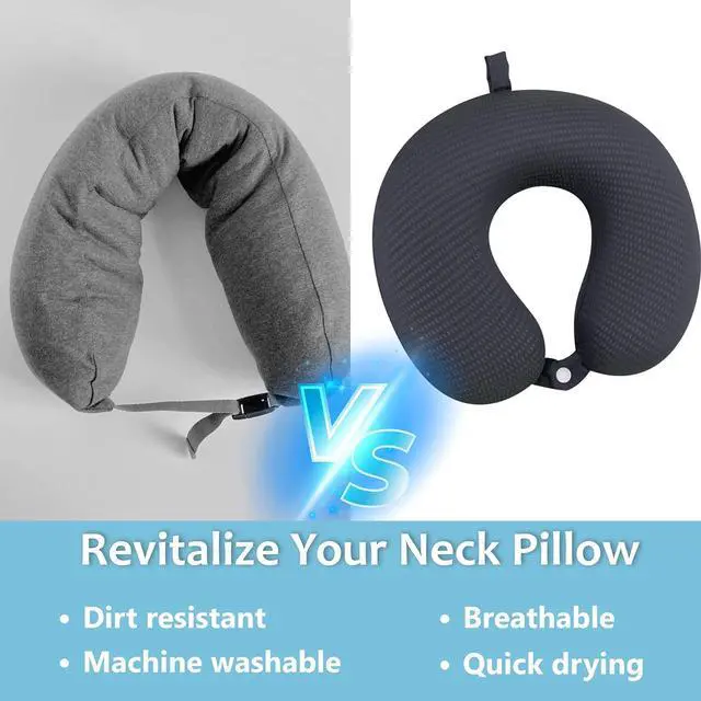 Alt view image 5 of 7 - Neck Pillow Cover, Breathable Mesh Travel Neck Pillow Replacement Covers with Zipper, Cool and Elastic Fabric Airplane Pillow Covers for TravelingCarHomeOffice (Dark Gray, No Filler)