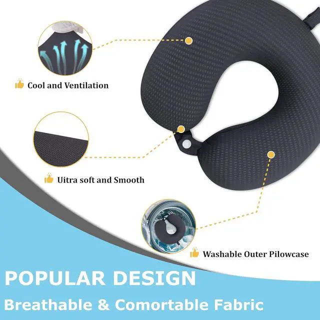 Alt view image 7 of 7 - Neck Pillow Cover, Breathable Mesh Travel Neck Pillow Replacement Covers with Zipper, Cool and Elastic Fabric Airplane Pillow Covers for TravelingCarHomeOffice (Dark Gray, No Filler)