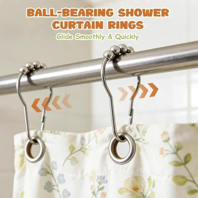 Alt view image 3 of 7 - 12 Shower Curtain Hooks, Suitable for Bathroom Shower rods for Rust-Proof Decorative Stainless Steel Shower Curtain Hooks, Silver