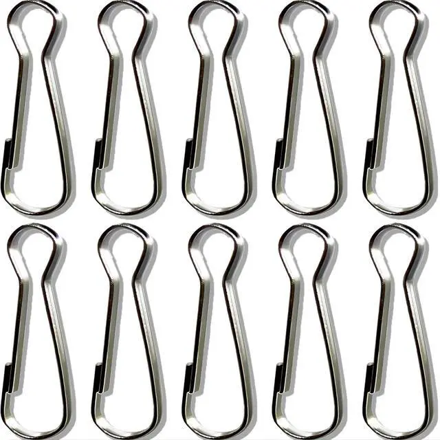 Main image of 10PCS SIEWAY Stainless Steel Flag Pole Clips 2 inch Premium Boat Flag Pole Snaps Hooks Heavy Duty Spring Snaps Clips Metal Spring Lanyard Clips for Shower Curtain Key Chain Carabiners