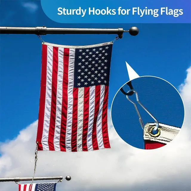 Alt view image 2 of 6 - 10PCS SIEWAY Stainless Steel Flag Pole Clips 2 inch Premium Boat Flag Pole Snaps Hooks Heavy Duty Spring Snaps Clips Metal Spring Lanyard Clips for Shower Curtain Key Chain Carabiners