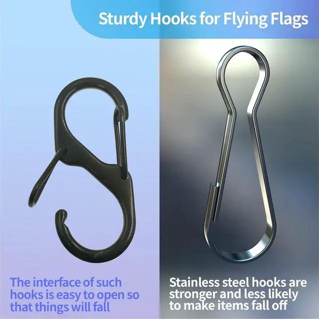 Alt view image 6 of 6 - 10PCS SIEWAY Stainless Steel Flag Pole Clips 2 inch Premium Boat Flag Pole Snaps Hooks Heavy Duty Spring Snaps Clips Metal Spring Lanyard Clips for Shower Curtain Key Chain Carabiners