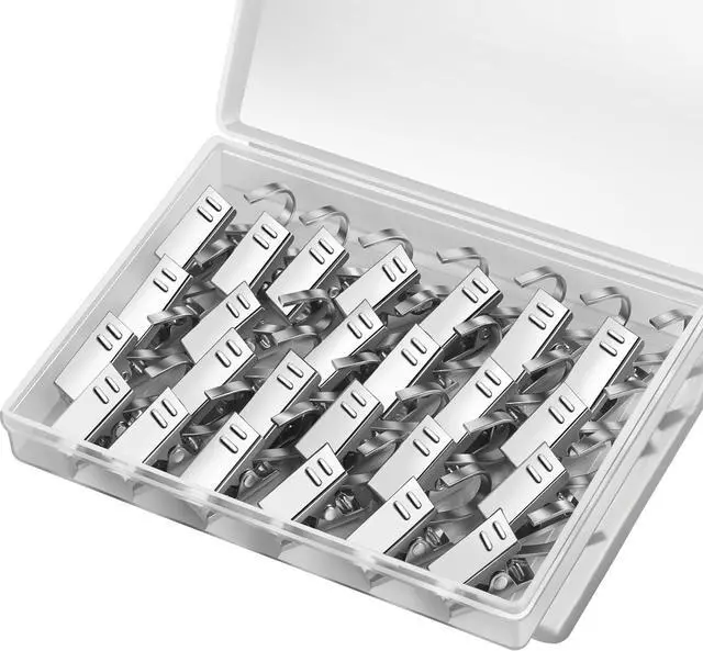 Alt view image 7 of 7 - Teenitor 25 Pack Curtain Clips for Hanging Curtain Hooks, Stainless Steel Curtain Hooks with Clips, Small Hooks Clips for Camper Awning Light Photos Party Decorations