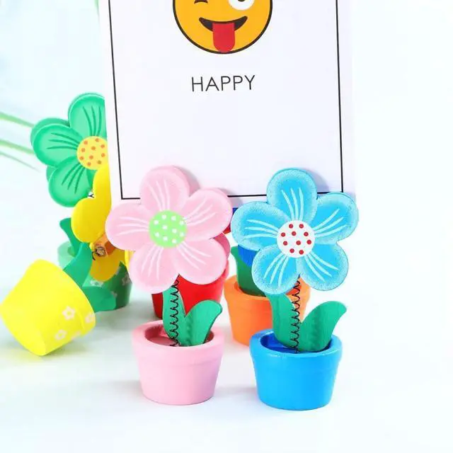 Alt view image 4 of 7 - 6 Pcs Wooden Flower Pot Memo Clips Assorted Color 3.93 in