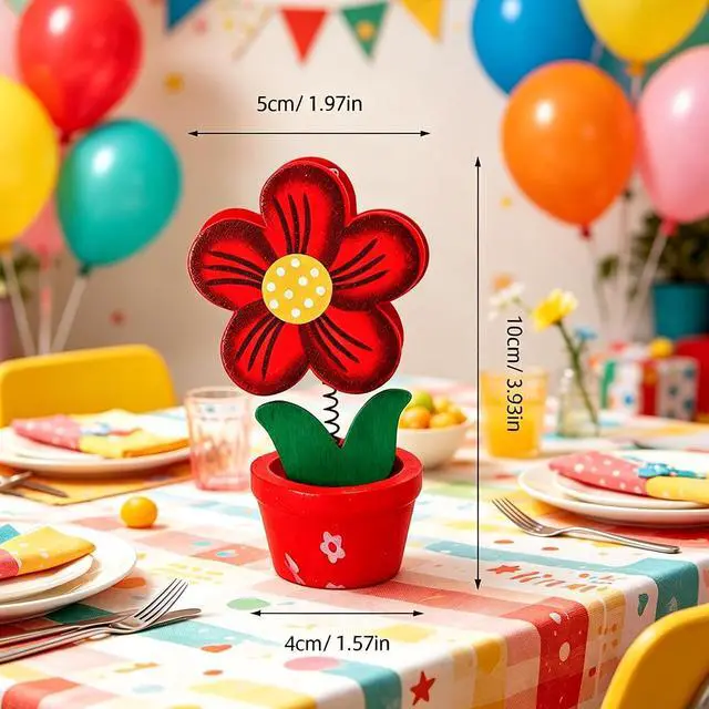 Alt view image 3 of 7 - 6 Pcs Wooden Flower Pot Memo Clips Assorted Color 3.93 in