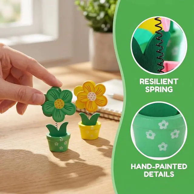 Alt view image 6 of 7 - 6 Pcs Wooden Flower Pot Memo Clips Assorted Color 3.93 in