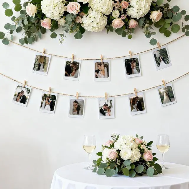 Alt view image 4 of 7 - Anwyll 30Pcs Paper Picture Frames - 4x6'' White Paper Photo Frames Cardboard Picture Frames with Clip and String DIY Clip Photo Holders Photo Hanging Display Kit Wall Decoration for Home Party Office