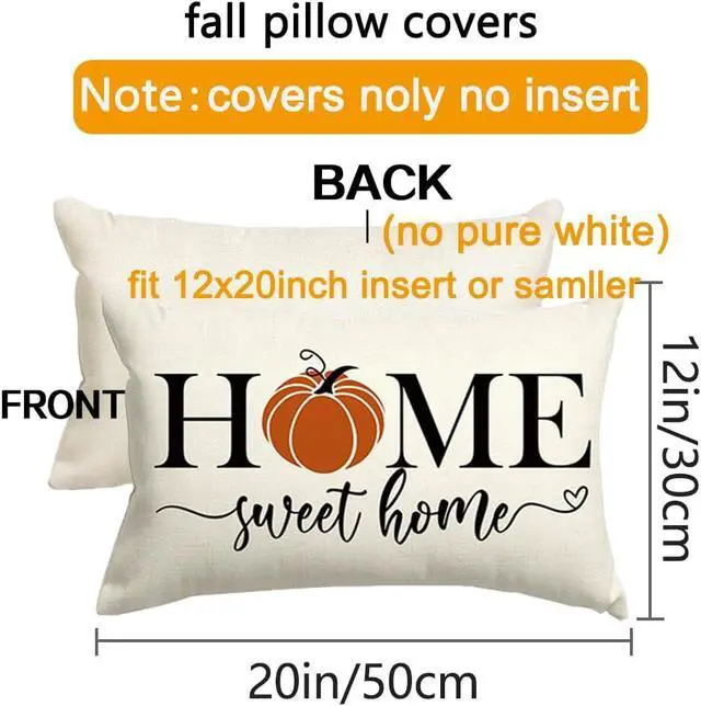 Alt view image 2 of 6 - Fall Pillows Covers 12x20 Inch,Outdoor Pumpkin Thanksgiving Lumbar Beige