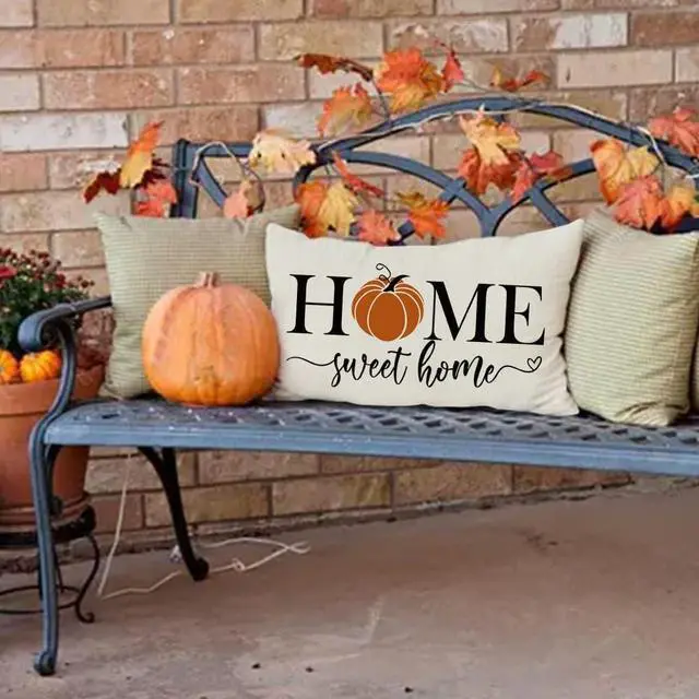 Alt view image 3 of 6 - Fall Pillows Covers 12x20 Inch,Outdoor Pumpkin Thanksgiving Lumbar Beige