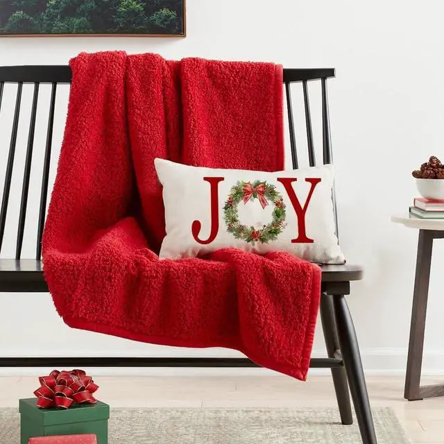 Alt view image 2 of 7 - Christmas Pillow Covers 12x20,Joy Wreath Outdoor Lumbar Decoration for Home