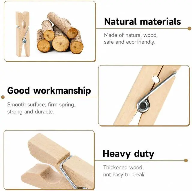 Alt view image 3 of 7 - jijAcraft 1.4Inch Mini Clothes Pins - 100Pcs Wooden Clothespins with String
