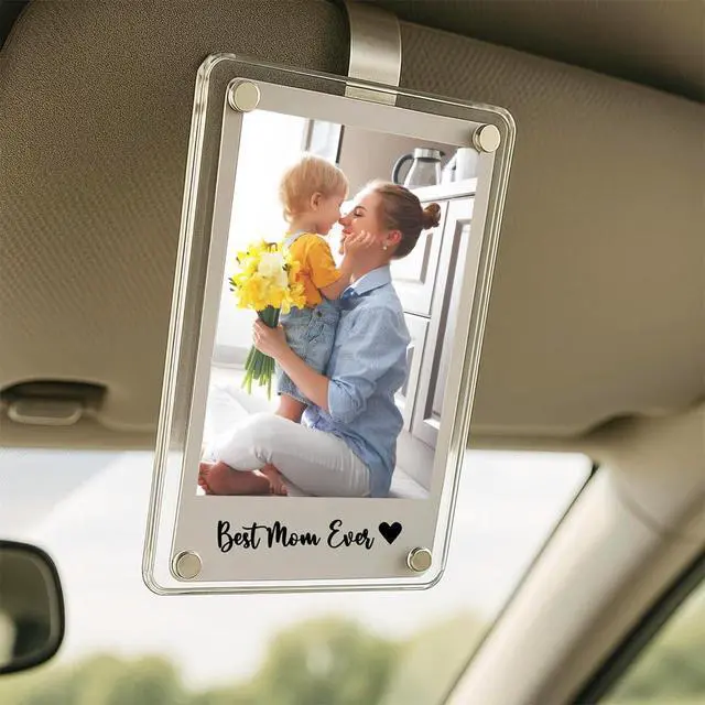 Alt view image 6 of 7 - Mom Frame with Car Visor Clip, Picture acrylic Frame for Car, Mommy and Me Picture Frame, Best Mom Ever Gifts, Mothers day gifts for Mommy