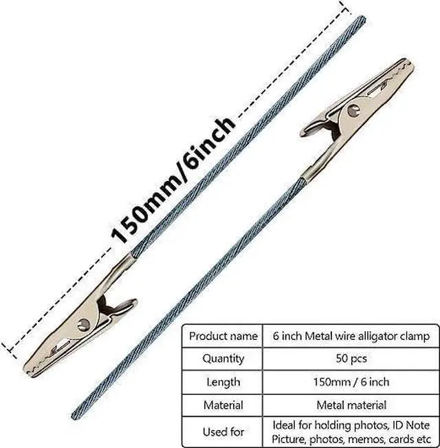 Alt view image 3 of 4 - 50 Pcs Metal Wires Alligator Clips Long Tail - Photo Clips 6 Inch (150mm)