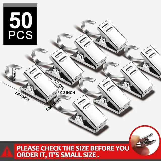 Alt view image 2 of 7 - Teenitor 50 PCS Stainless Steel Curtain Hooks Curtain Clips with Hook, Curtain Rod Hooks, S Hooks for Hanging Curtain, Photos, Home Decoration Outdoor Christmas Party Wire Holder